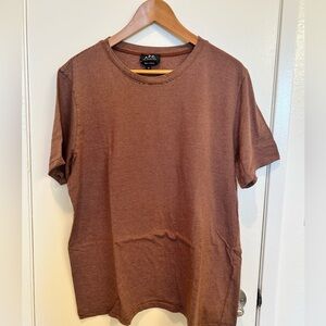 APC Men’s Cotton Striped Tee T-shirt Orange Brown XL